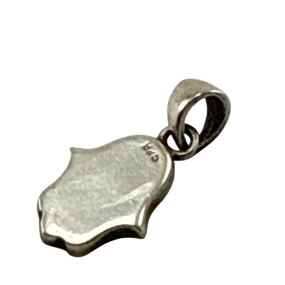 Sterling Silver Mosaic Opal Hamsa Hand Pendant Blue Green 1"  Signed 925 - Picture 6 of 8